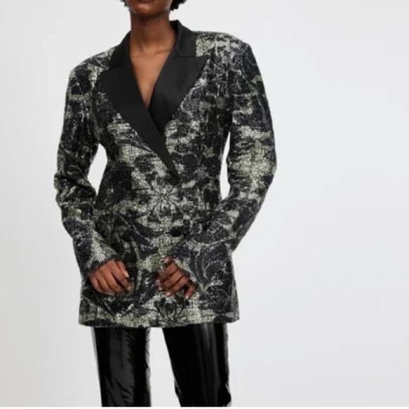 Rotate Birger Christensen Black Sequin Blazer Size 4 Retails $450 - Picture 3 of 9